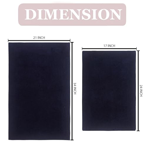 Home Weavers Luxury Collection 100% Cotton Reversible Bathroom Rugs Set, Washable Rug, Soft Cotton Extra Soft and Absorbent Bath Rug, Kitchen Mat, 2 Piece Set(S+M), Navy - color: Navy, size: 2 Piece Set(S+M)