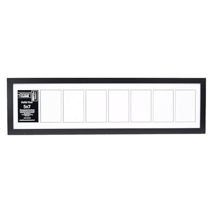 Creative Letter Art 8 Opening Glass Face Black Picture Frame to hold 5 by 7 inch Photographs including 10x40-inch White Mat Collage - color: 8 opening, size: Black w/ White