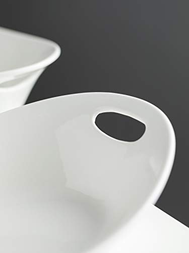 YHOSSEUN Large Serving Bowl with Handles, Oval Serving Platter Set of 2 | Thanksgiving Serving Dishes for Entertaining, Ceramic Salad Bowls Set, 1.5 Quarts, White, Microwave Dishwasher Oven Safe - style: Oval
