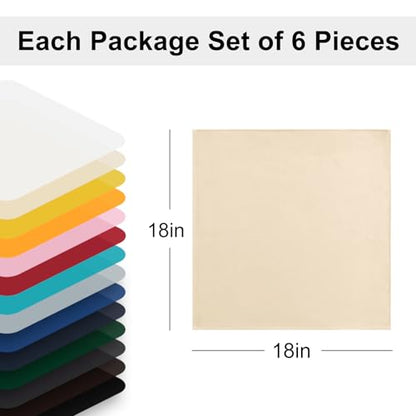 Cloth Napkins Set of 6, 18 x 18 Inch, Washable Beige Dinner Napkins with Hemmed Edges for Restaurant, Wedding and Holiday - color: Beige, size: 18" x 18" (Set of 6)
