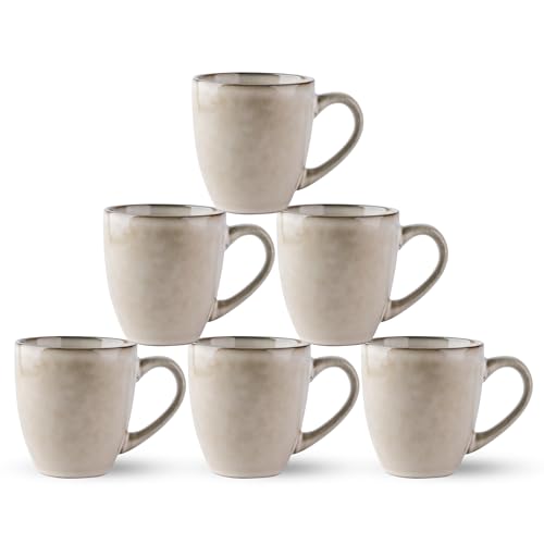 GBhome Ceramic Coffee Mugs Set of 6, 12oz Stoneware Coffee Mugs Set For Dad Mom Women MEN, Light Weight Coffee Cups for Latte/Tea/Beer/Hot Cocoa, Dishwasher & Microwave Safe,Cappuccino - color: Cappuccino, size: Set of 6