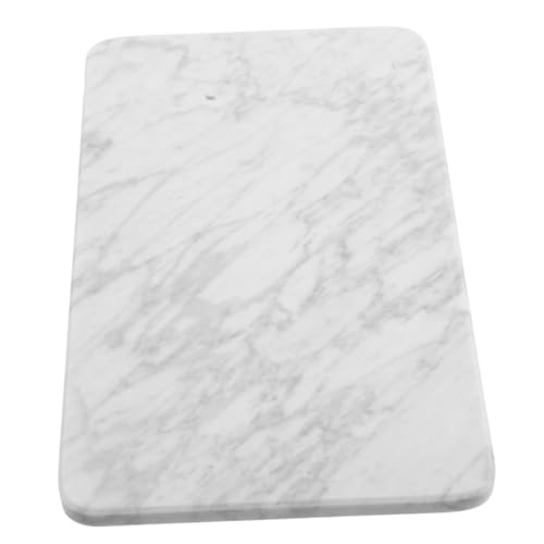 Marble Vanity Tray Decorative Organizer for Bathroom Kitchen Dresser Sturdy Natural with Non Slip Pads for Toiletries Essentials Elegant White Design