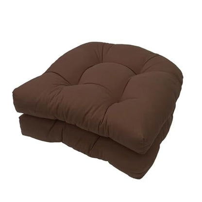 2 Pack Patio Chair Cushion 19x19x3 Inch Indoor & Outdoor Chair Cushions Waterproof Seat Cushion for Patio Furniture Tieless Anti-Slip Tufted Chair Cushion(Coffee) - color: Coffee