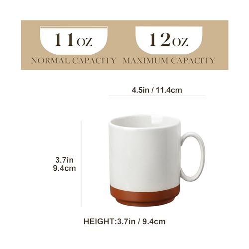 MALACASA 12oz Ceramic Coffee Mugs Set of 4, Stackable Coffee Cups with Straight-Sided Design, Mugs for Coffee, Latte, Tea, Hot Chocolate, Cappuccino and Cocoa, Microwave & Dishwasher Safe, Khaki White - color: Straight-Khaki White, size: 12 Oz