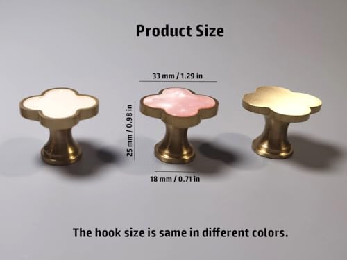 Solid Brass Decorative Wall Hooks, Coat Backpack Purse Screw-In Hangers, Wall Mounted Fancy Champagne Gold Hooks (Seashell White 4 Pack)