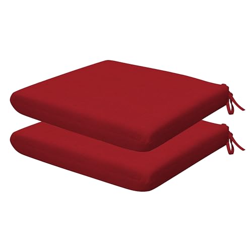 Honeycomb Outdoor Heritage Set of 2 Seat Pads for Patio Furniture, 16 x 16 | Textured Solid Imperial Red Dining Chair Cushions, Water & Fade Resistant, Reversible Design for Indoor/Outdoor Seating - color: Textured Solid Imperial Red, size: 16 x 16