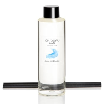 Chloefu LAN Ocean Mist & Sea Salt Scented Oil Diffuser Refill 6.76 fl oz Natural Scented Oil - Best for Aromatherapy, SPA and Home, 0% Alcohol, Fresh and Invigorating - color: Ocean Mist & Sea Salt