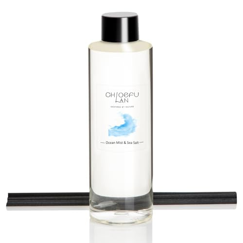 Chloefu LAN Ocean Mist & Sea Salt Scented Oil Diffuser Refill 6.76 fl oz Natural Scented Oil - Best for Aromatherapy, SPA and Home, 0% Alcohol, Fresh and Invigorating - color: Ocean Mist & Sea Salt