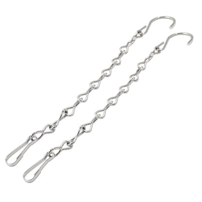 2 Pack 9.5 Inch Silver Hanging Chain Garden Plant | Metal Hanging Basket Chain, For Bird Feeders, Planters, Lanterns, Wind Chimes, Billboards, With Hooks
