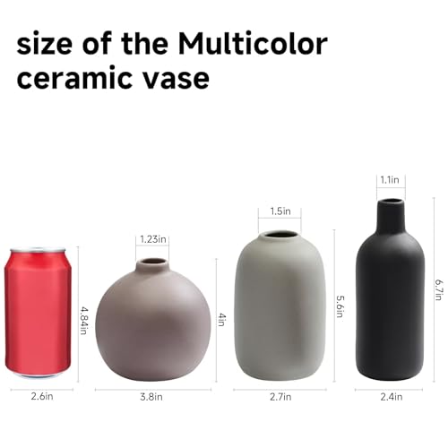 Small Ceramic Vase, Valentine's Day Vase, Modern Farmhouse Rustic Neutral Flower Vases for Dried Fresh Flowers, Home Decor Vases for Living Room, Entryway Table Decor, Kitchen, Shelf Decor (Set of 3)