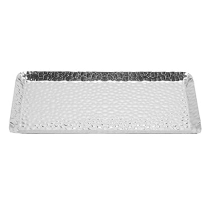 Hammered Tray, Stainless Steel Mirror Polished Serving Platter with Elegant Design, Perfect for Desserts and Fruits for Home Kitchen (Silver) - color: Silver