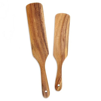 AOOSY 2 Pcs Spurtle Set for Sourdough Starter,Acacia Wooden Spatulas | for Sourdough, Cast Iron & Non-Stick Cookware,Spurtles Kitchen Tools Wooden Kitchen Utensils for NonStick Cookware - size: 2 Pcs Wooden Spurtle