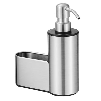 Kitchen Soap Dispenser with Sponge Holder, 12 oz | Dish Soap Dispenser for Kitchen Sink Countertop, Hand Soap Dispenser Bathroom, Stainless Steel Pump