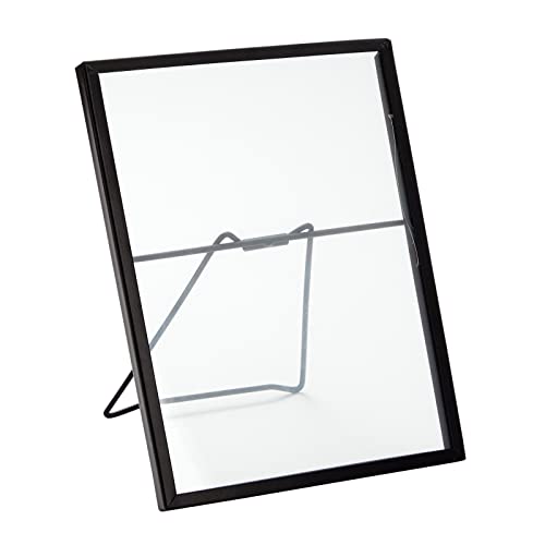 Juvale Wedding Floating Glass Picture Frames - 8-Pack, Black, 6.9" x 8.9", for 5" x 7" Photos - Hanging Picture Frames & Table Number Display - Double-Sided Glass & Easel Back