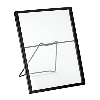 Juvale Wedding Floating Glass Picture Frames - 8-Pack, Black, 6.9" x 8.9", for 5" x 7" Photos - Hanging Picture Frames & Table Number Display - Double-Sided Glass & Easel Back