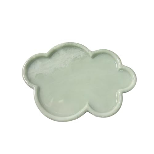 Natural Marble Tray Cloud Shape Vanity Trays, Jewelry Trays Holder Dish for Bathroom Countertop Home Decor Gift Light Green - color: Light Green