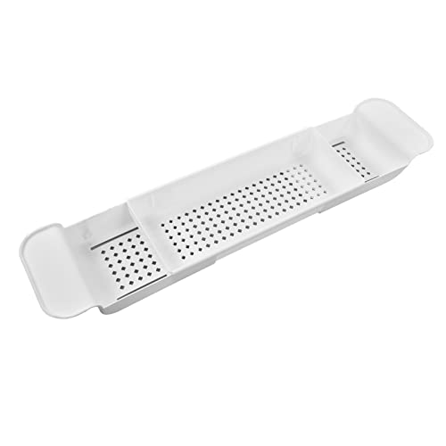 Expandable Bathtub Caddy Tray, PP Material, Adjustable Length, Ideal for Relaxing Baths and Organizing Toiletries (White) - color: White