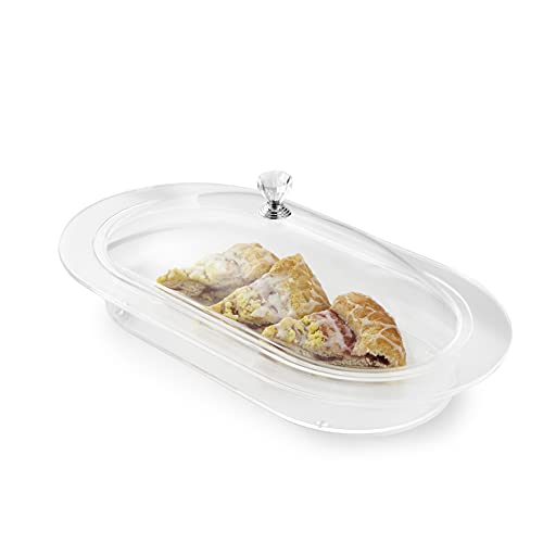 Clear Covered Oval Serving Food Tray | Servware with Lid Used for Appetizers, Snacks, and Shareable Entries | Perfect for Parties, Holidays, Celebrations, or Everyday Use