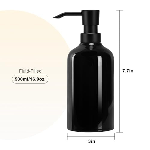 Ceramic Soap Dispenser Bathroom, 2 Pcs 16.9oz Hand Soap Dispenser for Kitchen, Hotel - color: Black-black, size: 2pcs