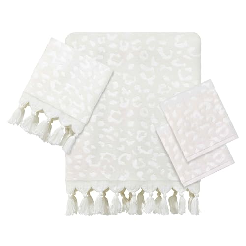 Nicole Miller - Washcloths, Soft & Absorbent Cotton Towels, Dorm Room Essentials, Set of 4 (Celina Collection, Cream) - size: 4pc Washcloths