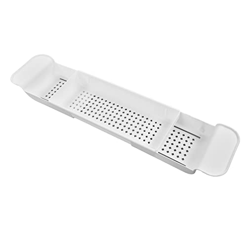 Expandable Bathtub Caddy Tray, PP Material, Adjustable Length, Ideal for Relaxing Baths and Organizing Toiletries (White) - color: White