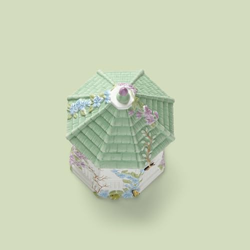 Lenox Butterfly Meadow Figural Gazebo Cookie Jar, 10-Inch, White | white porcelain earthenware, dishwasher safe | 10 x 6 inch size | floral collectible cookie jar | 10 inch, 72oz - style: Cookie Jar, Gazebo