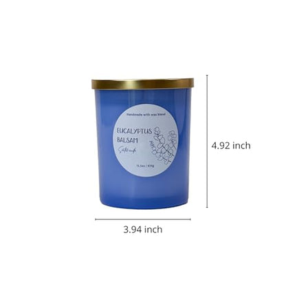 Eucalyptus Balsam Scented Candle 15.5oz Large – CW Studio Color-Sprayed Glass Jar, Fresh Spa Forest Aroma – Long Burn Gift Candle for Living Room, Mother's Day & Housewarming – 70-80 Hour Burn