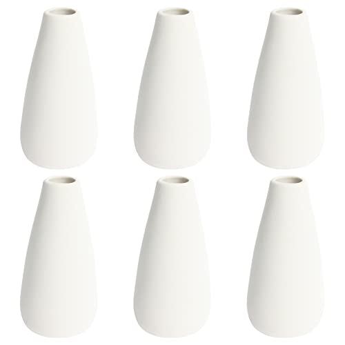 YANLING 6 Pack Small White Vase for Home Decor, 5 in Modern Ceramic Vases | for Pampas Grass, Boho Vase White Vases for Dried Flowers, Wedding Dinner Table Party - color: White-c, size: 6 Pack-Small