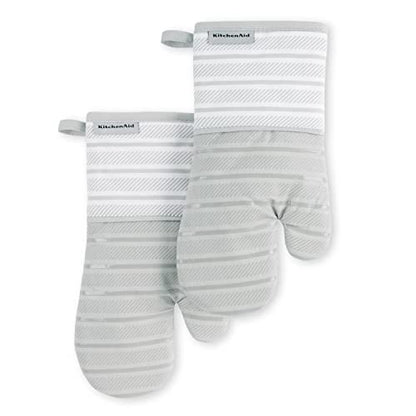 KitchenAid Albany Oven Mitt 2-Pack Set, Matte Grey, 7"x13" - color: Matte Grey