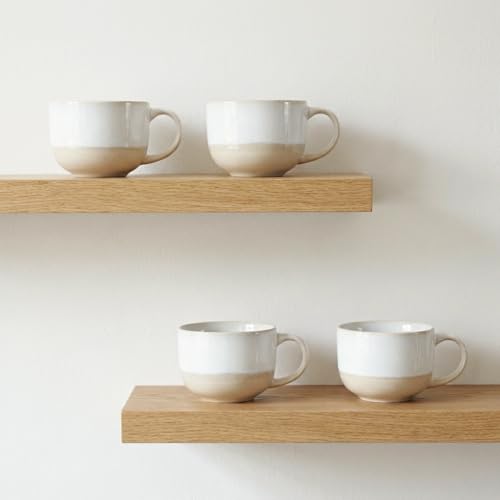 Bosmarlin Ceramic Coffee Mug Set of 4, 16 Oz, Coffee Cups with Big Handle, Microwave and Dishwasher Safe (White) - color: White