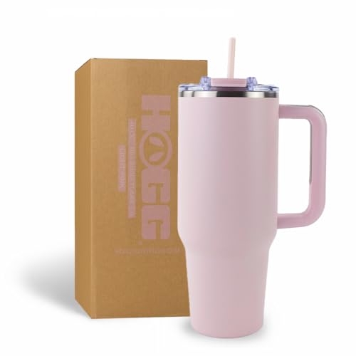 Hogg Big Swig 40oz Tumbler with Handle and Straw - Light Pink, 40 oz Tumbler, Insulated Cup with Handle, 40oz Water Bottle with Straw, Thermal Cups, Leak Proof Lid, Travel Mugs, Stainless Steel - color: Light Pink