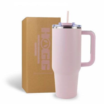 Hogg Big Swig 40oz Tumbler with Handle and Straw - Light Pink, 40 oz Tumbler, Insulated Cup with Handle, 40oz Water Bottle with Straw, Thermal Cups, Leak Proof Lid, Travel Mugs, Stainless Steel - color: Light Pink