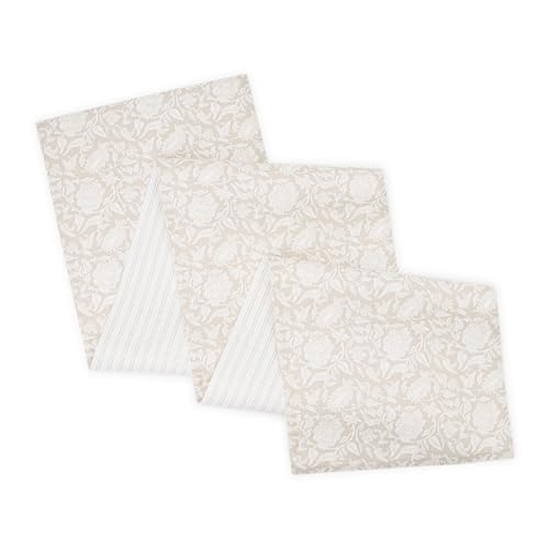100% Cotton Table Runner 72x13 Inch, Reversible Printed Table Runner, Durable & Elegant for Dining Table, Wedding, Restaurant, Oeko-TEX Certified - Beige - color: Floral Printed Beige