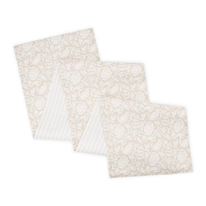 100% Cotton Table Runner 72x13 Inch, Reversible Printed Table Runner, Durable & Elegant for Dining Table, Wedding, Restaurant, Oeko-TEX Certified - Beige - color: Floral Printed Beige