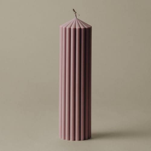 LAWA Ribbed Peak Pillar Candle - Large Beautiful Handmade Soy Wax Candle Elegant Bubble Aesthetic Housewarming Gift Home Room Shelf Decor Idea (Dusty Rose, Large) - color: Dusty Rose, size: Large