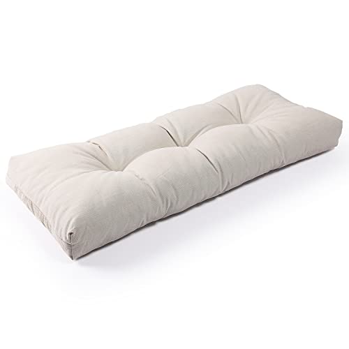 SUNROX LokGrip Non Slip Tufted Memory Foam Bench Cushion, FadeShield Water Resistant Durable Thicken Outdoor/Indoor Bench Seat Pads 30x14x4 inch, Cream - color: Cream, size: 30x14 Inch (Pack of 1)