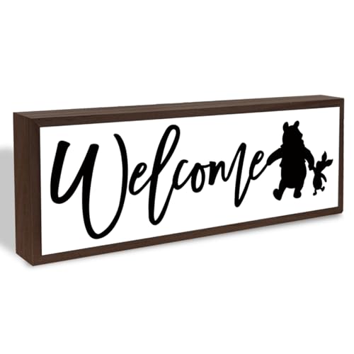 Welcome Wood Home Decor Signs, Welcome Wood Plaque, Home Tabletop Desk Decorative Sign, Rustic Farmhouse Shelf Decor Sign, Hanging Decorative Wooden Plaque 9.5x3.1 Inches(A4) - color: welcome 04