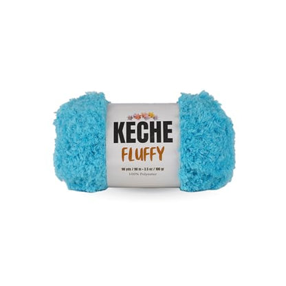 KECHE Fluffy Bulky Yarn – Super Soft Chunky Fuzzy Blanket Weight # 5 Yarn for Knitting Crocheting Crafting 3.5 oz (100 gr) 98 Yds (90 m) - Turquoise - color: Turquoise, size: 1 SKEIN