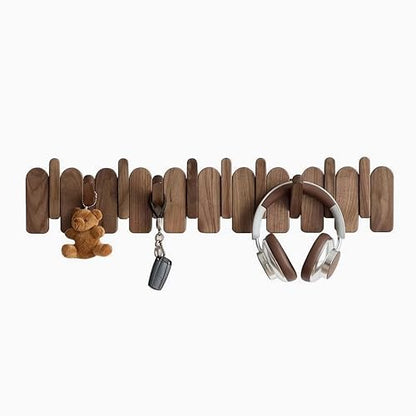 Wall Mounted Piano Key Hanger | Flip Style Hook | Entrance Wall Art Hook, Made of Oak Wood (3 Times Painted, 4 Times Polished) (Arc Beech, 6Hooks) - color: Arc Beech, size: 6Hooks