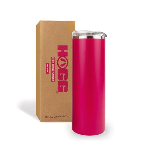 Hogg 20 oz Skinny - Hot Pink, Powder Coated Tumblers for Laser Engraving, Engravable Tumblers Bulk, Stainless Steel Cups Bulk, Insulated Cups with Lids - color: Hot Pink