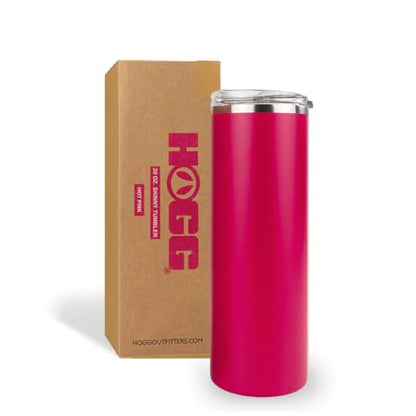 Hogg 20 oz Skinny - Hot Pink, Powder Coated Tumblers for Laser Engraving, Engravable Tumblers Bulk, Stainless Steel Cups Bulk, Insulated Cups with Lids - color: Hot Pink
