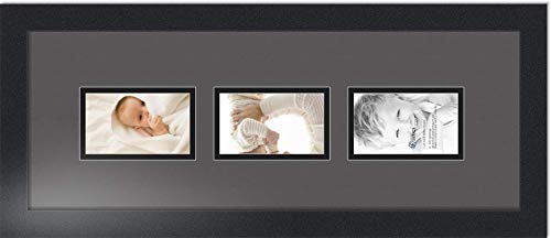 ArtToFrames Collage Photo Frame Double Mat with 3 - 3x5 Openings and Satin Black Frame - color: Charcoal, size: 3 - 3x5