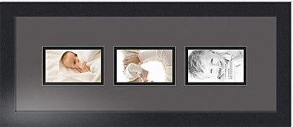 ArtToFrames Collage Photo Frame Double Mat with 3 - 3x5 Openings and Satin Black Frame - color: Charcoal, size: 3 - 3x5