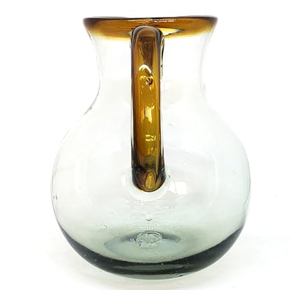 Amber Rim 120 oz Pitcher and 6 Drinking Glasses set, Recycled Glass, Lead-free, Toxin-Free (Pitcher & Glasses) - style: Pitcher & 6 Glasses