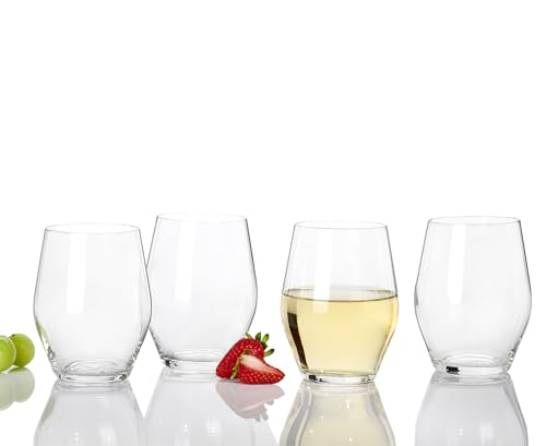 Anchor Hocking Stemless Wine Glasses, Sondria 16 Ounce Wine Glasses, Set of 8 - color: White