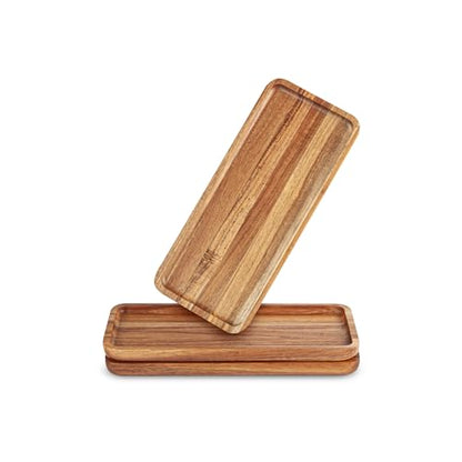 3 Pack Acacia Wood Charcuterie Cheese Trays 14x5.5in | Solid Natural Acacia Wood, Food Safe & Durable. Versatile home tray, simple to clean, wonderful gift for all celebrations. - color: 14"*3pcs
