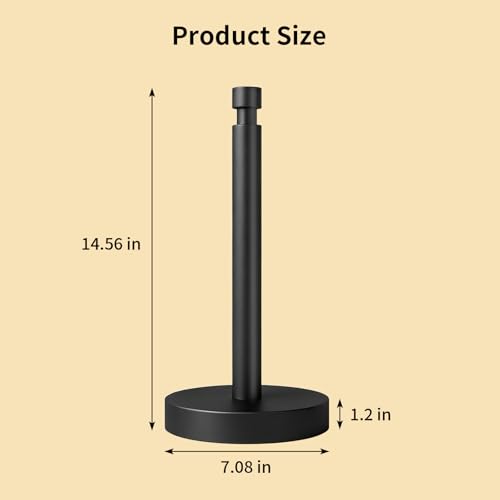3.9lbs Heavy Duty Paper Towel Holder Countertop Weighted Base Black | Stainles Steel,Modern Standing Countertop Dispenser for Kitchen,Easy One-Handed Tear - color: Black