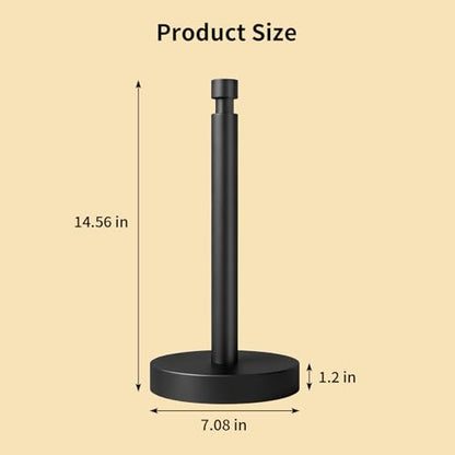 3.9lbs Heavy Duty Paper Towel Holder Countertop Weighted Base Black | Stainles Steel,Modern Standing Countertop Dispenser for Kitchen,Easy One-Handed Tear - color: Black