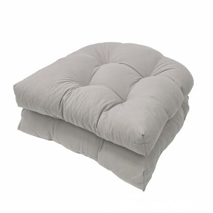 2 Pack Patio Chair Cushion 19x19x3 Inch Indoor & Outdoor Chair Cushions Waterproof Seat Cushion for Patio Furniture Tieless Anti-Slip Tufted Chair Cushion(Light Gray) - color: Light Gray