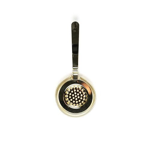 Antique Style Hawthorne Gold | Bar Hand Strainer | Cocktail Strainer | Sieve for Bartending | Mixing Glass Strainer - color: Gold Plated